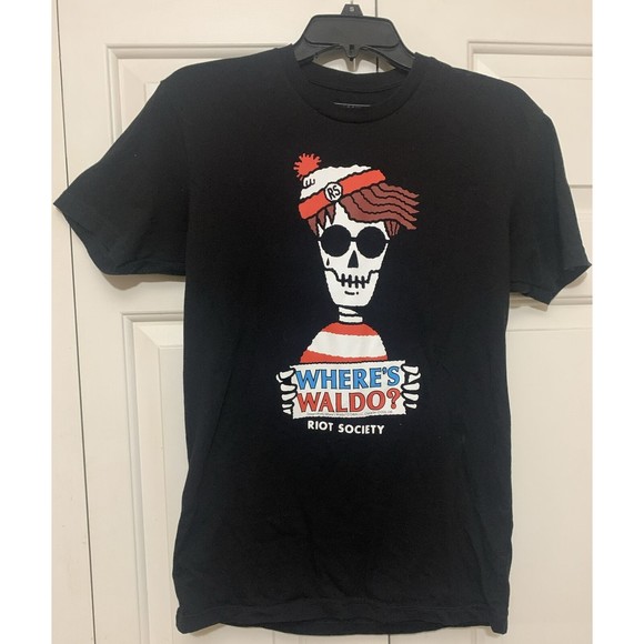 Where's Waldo Skeleton Riot Society Men's T-Shirt Size Small - Picture 1 of 5